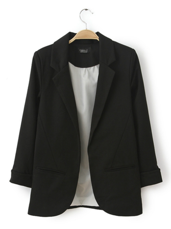 カジュアルソリッドカラーなしボタンダウンネック3/4スリーブOLブレザースーツ